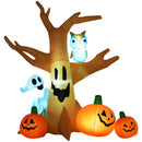 240cm Halloween Inflatable Tree Ghost with Pumpkins, Owl & LED Lights - Spooky Decor