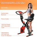 Red Foldable 2-in-1 Exercise Bike with 8-Level Magnetic Resistance