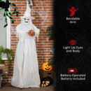 Life Size White Witch Skeleton Halloween Decoration with Light-Up Eyes