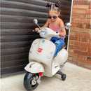 White Kids Ride-On Vespa Motorcycle with LED Lights