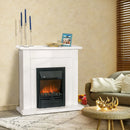 Modern Curved Electric Fireplace with LED Flames & Remote Control - Marble Stone Finish