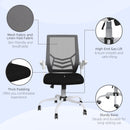 Black Mesh Office Chair with Flip-up Armrests and Lumbar Support