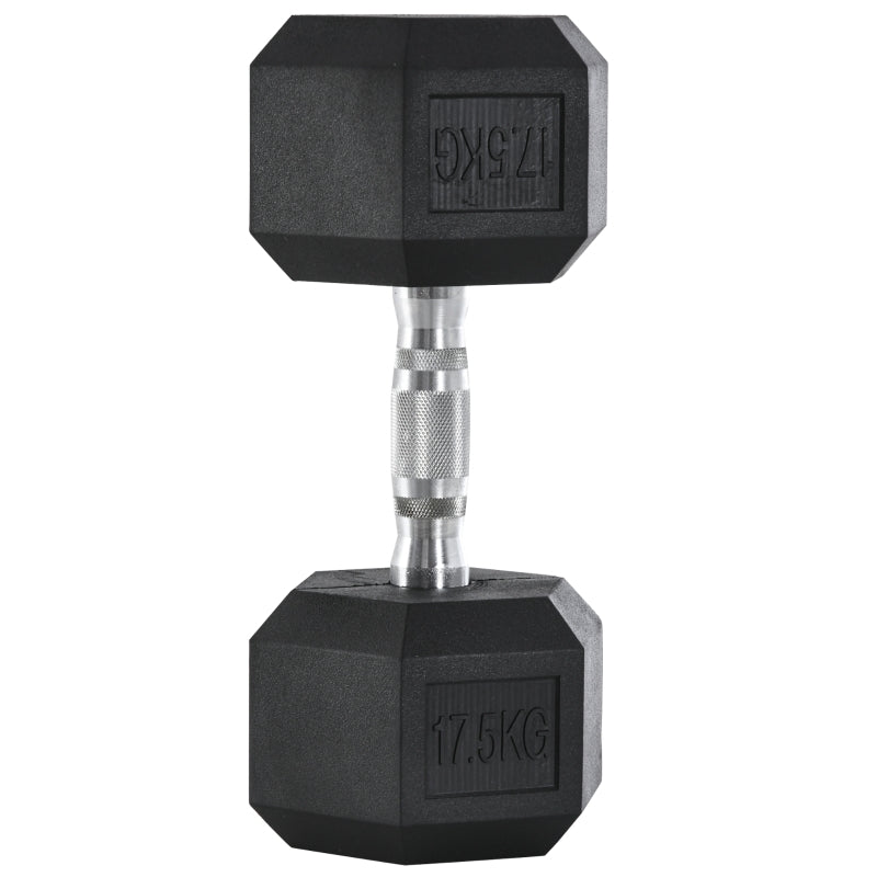 Black 17.5KG Rubber Hex Dumbbell Set - Portable Hand Weights for Home Gym