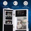 White LED Jewelry Cabinet Armoire with Mirror and Lock