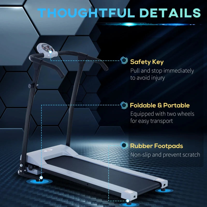 Compact Folding Treadmill with LED Display - Black