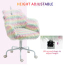 Colourful Fluffy Home Office Chair with Armrests and Swivel Wheels