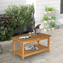 Acacia Wood Two-Tier Garden Table - Natural Wood Finish