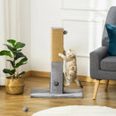 Grey Cat Tree Scratching Post with Dangling Toy