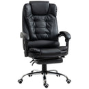 Black PU Leather Executive Office Chair with Swivel Wheels & Reclining Backrest