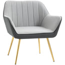 Light Grey Velvet Accent Chair with Golden Steel Legs