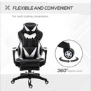 White Gaming Chair with Lumbar Support, Footrest, and Headrest