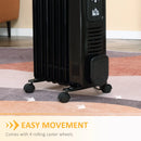 Black 1500W Digital Oil Filled Radiator, Portable Electric Heater with Timer & Remote