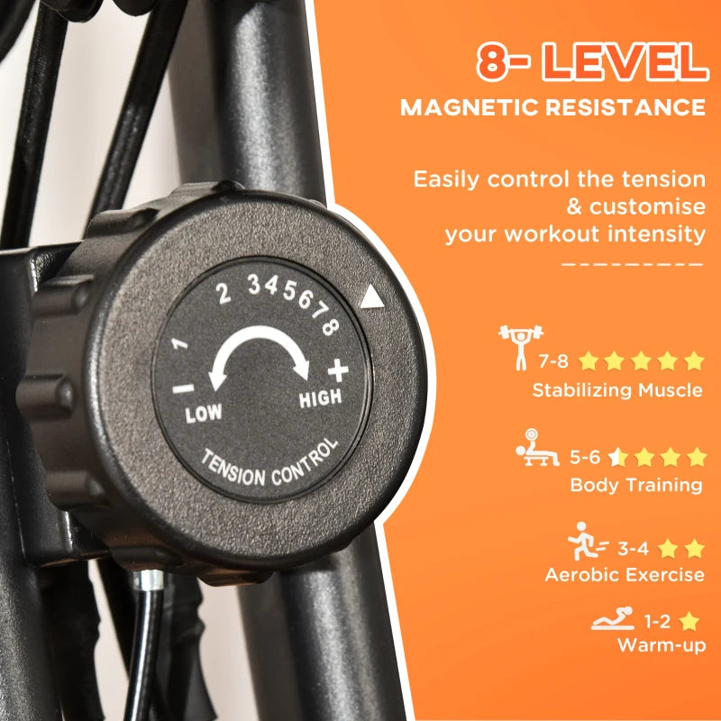 Red Foldable 2-in-1 Exercise Bike with 8-Level Magnetic Resistance