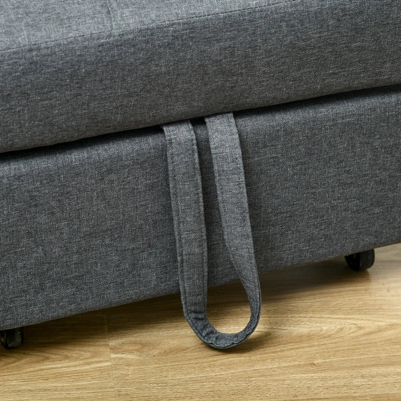 Grey Convertible Chair Bed with Adjustable Backrest and Side Pocket
