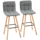 Grey Button-Tufted Counter Height Bar Stool Set of 2