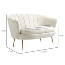Modern Cream Velvet Loveseat Sofa with Petal Backrest