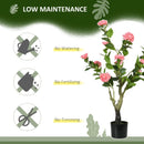 Artificial Pink Camellia Flower in Pot, Indoor Outdoor Fake Plant, 95cm