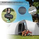 4-Person Tunnel Camping Tent with 2 Bedrooms and Living Area - Grey/Yellow