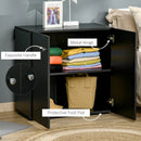 Black Wooden Freestanding Storage Cabinet with Two Shelves
