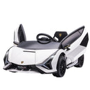 White 12V Kids Electric Ride-On Car with Remote Control and Music