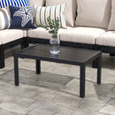 Black Steel Frame Rectangular Outdoor Patio Side Table