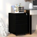 Black 3-Drawer Steel File Cabinet with Pencil Tray