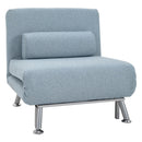 Blue Convertible Sleeper Chair with Adjustable Backrest and Pillow