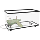 Glass Turtle Tank Aquarium with Basking Platform - 50L, Easy Drainage, Thermometer - Blue