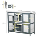 Grey 2 Tier Outdoor Rabbit Hutch with Ramp and Openable Roof