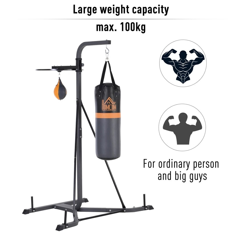 Black Freestanding Boxing & Speed Ball Station