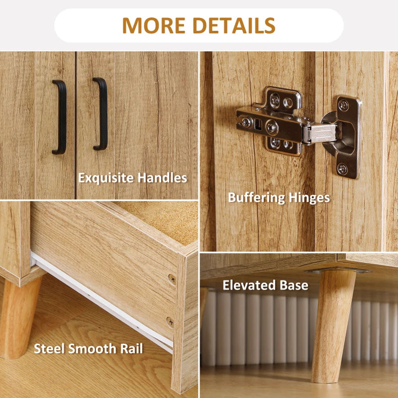 Natural 2-Door Wardrobe with Drawers and Hanging Rail for Bedroom