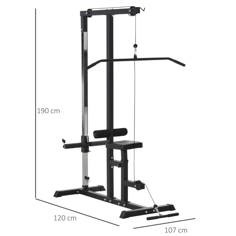 Adjustable Seat Cable Pulley Tower - Black