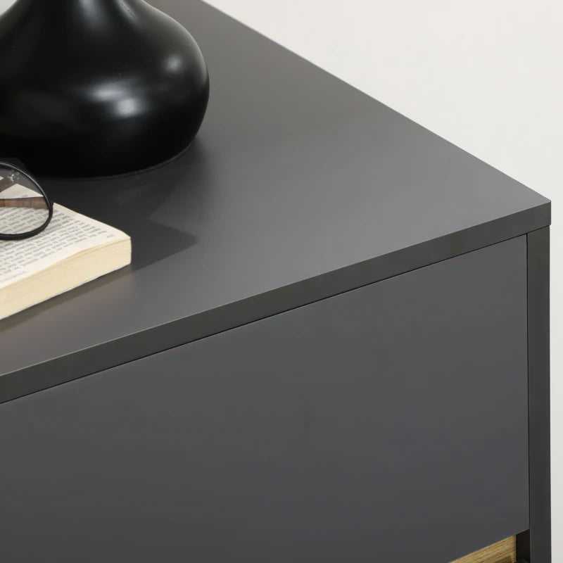 Dark Grey 3-Drawer Storage Chest for Bedroom & Living Room, 80x40x80cm