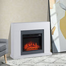 White Electric Fireplace Heater with Remote Control - 2000W, LED Flame Effect