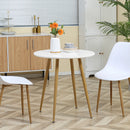 White Round Dining Table for 2, Matte Top, Metal Legs