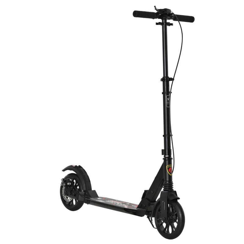 Black Aluminium Foldable Kick Scooter with Shock Absorption for Teens and Adults