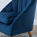 Blue Velvet Accent Chair with Solid Wood Legs