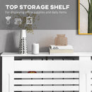 White Modern Radiator Cover with Horizontal Slats, 152 x 19 x 81 cm