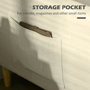 Beige Fabric Two Seater Sofa with Wood Legs and Pockets for Living Room