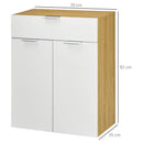 Modern White and Natural Slim Storage Cabinet with Drawer and Cupboard
