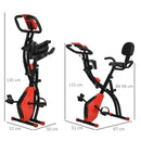 Red Foldable 2-in-1 Exercise Bike with 8-Level Magnetic Resistance