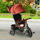 Red 4-in-1 Kids Tricycle with Parent Handle and Canopy