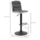 Dark Grey Fabric and Faux Leather Swivel Bar Stools Set of 2