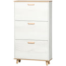 Cream White Slim Shoe Storage Cabinet with 3 Flip Drawers - 12 Pair Shoe Organizer