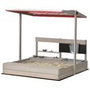 Wooden Sandbox with Canopy and Kitchen Toys for Outdoor Play - Blue