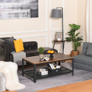 Industrial Black Coffee Table with Storage Shelf - 106 x 60 x 45cm