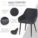 Dark Grey Linen Dining Chair Set with Grid Pattern Cushion