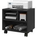 Black 3-Compartment Printer Cart with Wheels