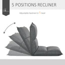 Grey Padded Floor Chair with 5 Adjustable Positions, Foldable Gaming Seat - 45cm x 55cm x 67cm