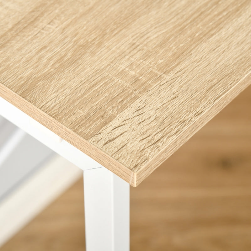 Oak Tone L-Shaped Folding Corner Desk with Storage Shelf